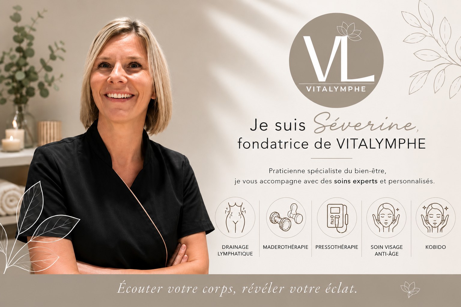 Séverine, fondatrice de VITALYMPHE — praticienne spécialiste du bien-être à Aubagne